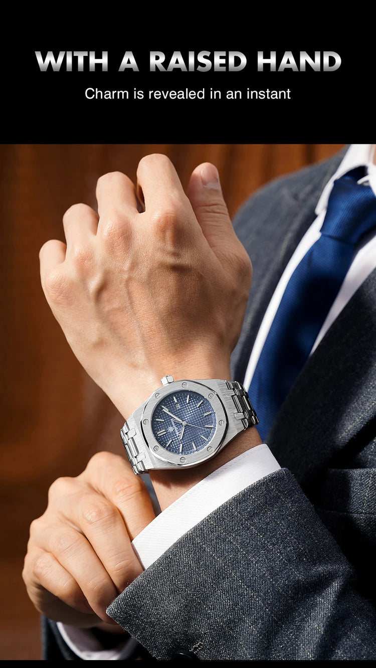 Customized Watch PAAZOMU Business Man Wristwatch Waterproof Luminous Date Men Watch Stainless Steel Quartz Watches For Men Reloj