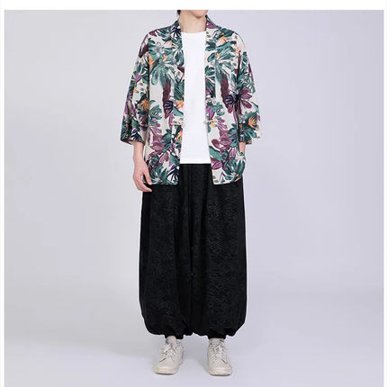 Camicie Uomo Yukata Cosplay Kimono Giapponese Retrò, Camicie Etniche Stampate da Uomo, Camicie in Lino Moda Donna, Blusa Oversize Haori