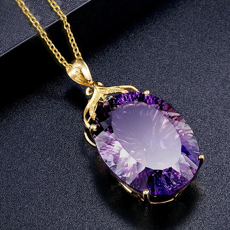 Collana con ciondolo alla moda semplice CAOSHI per gioielli affascinanti con temperamento femminile con accessori di lusso in Zirconia viola brillante regalo