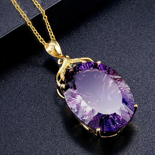 Collana con ciondolo alla moda semplice CAOSHI per gioielli affascinanti con temperamento femminile con accessori di lusso in Zirconia viola brillante regalo