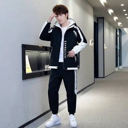Casual Hooded Jackets And Pants Tracksuit Men's Clothing Sets 2026 Spring Autumn Youth Outdoor Sportswear 2 Pieces Coats Top Set