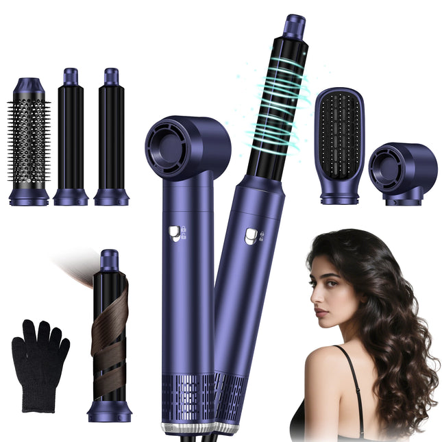 5‑In‑1 Hair Care Styling Instrument, 632 Curling Wand Straightening Comb Round Brush Hair Dryer With Hot & Cold Air, Create Volumizing Straight Wavy Layered Hair & Air Bangs, Multi‑Purpose Household Smoothing Hair Styli