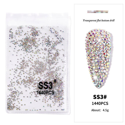 AB/Clear 1 Bag Nail Rhinestones Sizes SS3-SS12 1440 pcs Nail Art Decoration Flatback Glass Stones Shiny Gems DIY Gems nail accessories