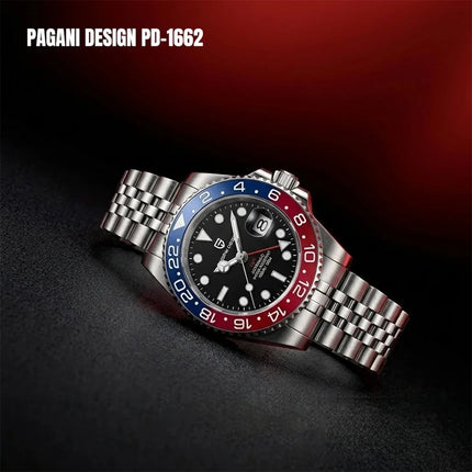 Orologio Meccanico di Lusso da Uomo PAGANI DESIGN 2026 con Ghiera Pepsi Cola da 40MM, Cinturino Jubilee in Acciaio Inossidabile, Impermeabile, Automatico, Regalo per Uomo