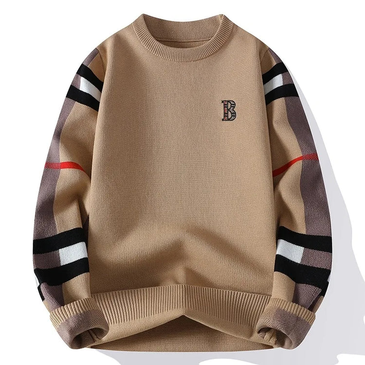 round Neck Knitted Sweater Autumn Winter Men's Fashion Thickened Long Sleeve Leisure Comfortable Fit Youthful Style Polyester...