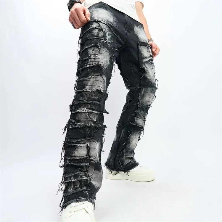 Denim Pants Men Ripped Distressed Washed Fashion Designer Male Denim Trousers Street Style Men's Slim Biker Jeans PlatiNum