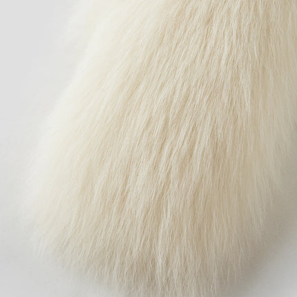 DUSHU Short Wool Coat  Fox Fur Collar and Camel Hair Women Warm Single Breasted Elegant Temperament Winter Batwing Sleeve