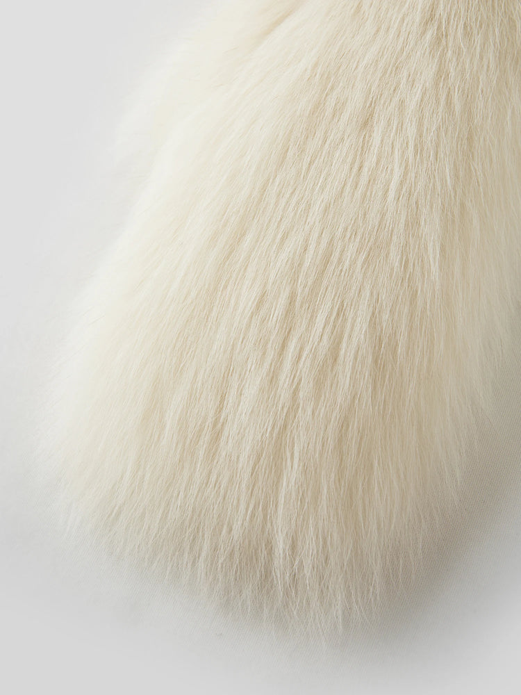 DUSHU Short Wool Coat  Fox Fur Collar and Camel Hair Women Warm Single Breasted Elegant Temperament Winter Batwing Sleeve