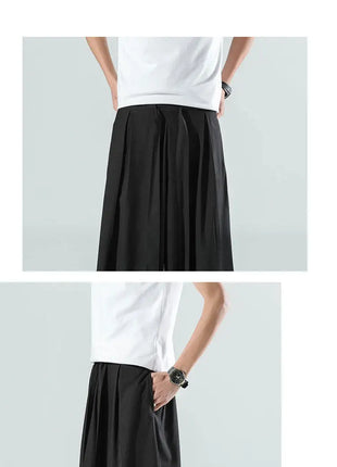 Abbigliamento da uomo in stile cinese estate sottile seta di ghiaccio pantaloni larghi Casual da uom