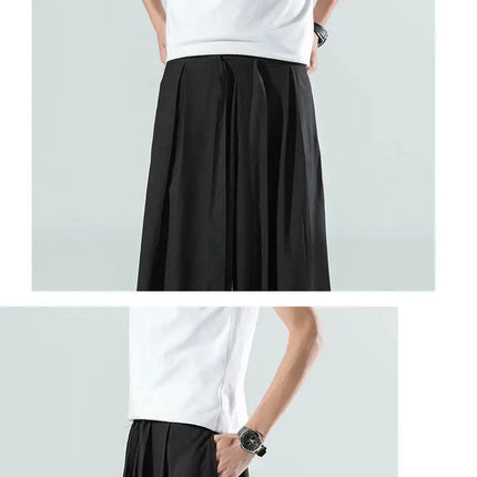 Abbigliamento da uomo in stile cinese estate sottile seta di ghiaccio pantaloni larghi Casual da uomo larghi Plus Size Hakama Harajuku pantaloni Hip Hop oversize