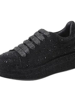 NEW Brand Women Fashion Casual Glitter Sparkling Sneakers Women Encrusted Lace Up Shoes White Sole Fashion Street Sneakers Shiny