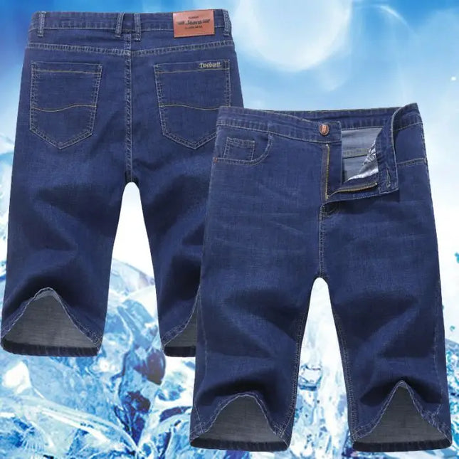 Pantaloncini di jeans da uomo estivi Nuovo stile Ricamo sottile Business Casual Jeans corti dritti Abbigliamento di marca maschile azzurro cielo