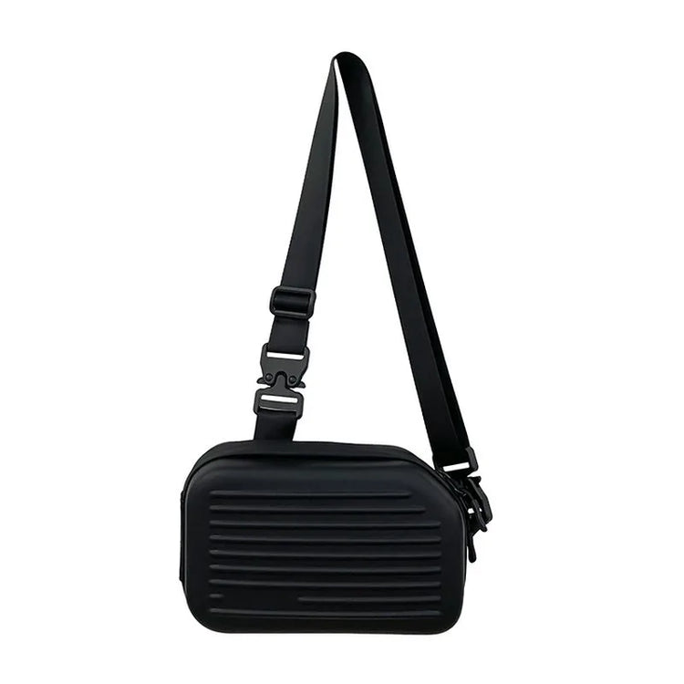 Borsa a tracolla rigida nera, leggera e portatile, per adulti, ideale per il trasporto quotidiano, lo shopping, le brevi camminate all'aperto e l'uso quotidiano.