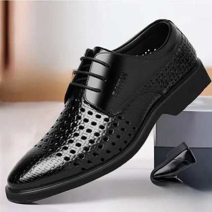 Sandali da uomo in pelle Pelle bovina traspirante Scava fuori Design Scarpe slip-on casual estive Comoda suola in gomma antiscivolo