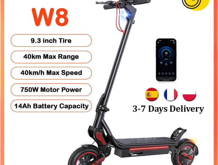 Scooter elettrico W8 Motore da 9,3 pollici 750W 48V14Ah Doppia sospensione 30-40 km Portata 40 km/h Velocità Pneumatici fuoristrada con APP E Scooter platinumshop