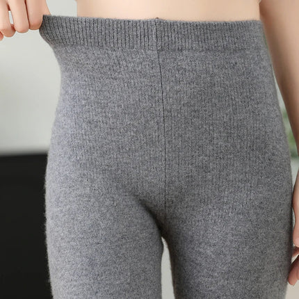2025 Autumn&Winter Women Knitted Cashmere Wool Pants  Warm Receiving abdomen High elasticity High-quality Basic Slimming legging PlatiNum