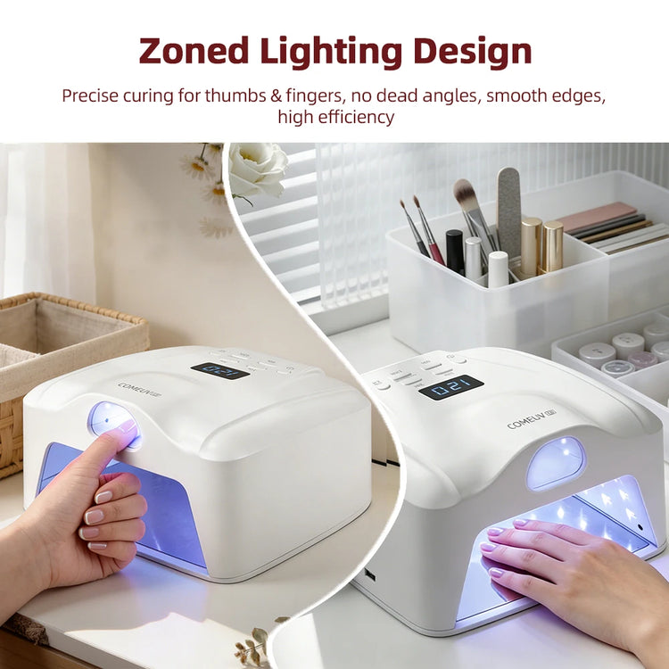 2 IN 1 UV LED Nail Dryer Auto Sensor 78 LEDs Dual Port Fast Curing Nail Light for Single Finger Toe Full Hand Manicure Pedicure