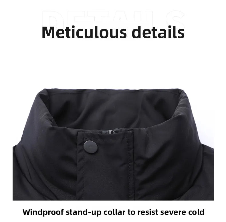 Winter Stand Collar Down Jacket Men Warm Plush Cotton Clothes Comfortable Versatile Parkas Thickened Fleece Lined Puffer Jackets