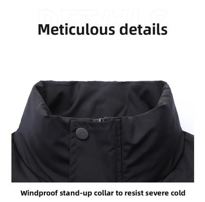 Winter Stand Collar Down Jacket Men Warm Plush Cotton Clothes Comfortable Versatile Parkas Thickened Fleece Lined Puffer Jackets