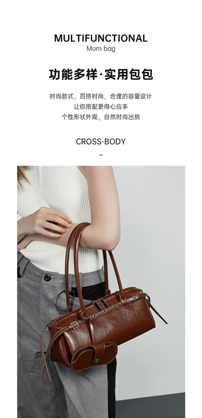 YANATARI underarm cowhide Genuine leather handbags women vintage shoulder bag female  luxury bag high quality long bag