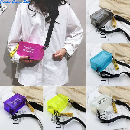 Borsa a Tracolla Trasparente con Effetto Laser per Donne, Mini Borsa Messenger alla Moda in PVC Colorato, Piccola Borsa Tote
