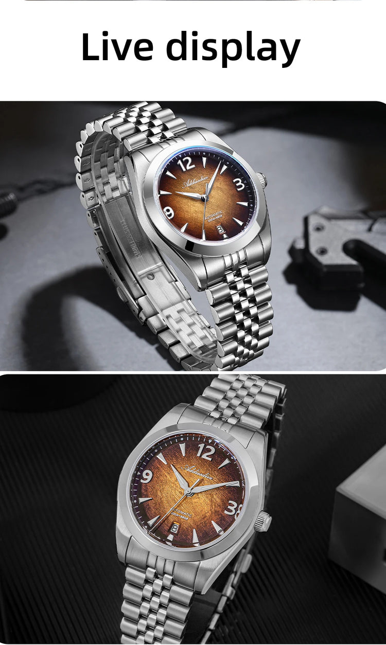 ADDIESDIVE Watch Sapphire New AD2560 Men Automatic Watches 8215 Mechanical Purple Dial Luminous Waterproof 200m Dive Wristwatch