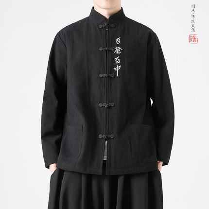 Herrenhemden Traditionelle chinesische Kleidung Baumwolle Herbst Frühling Freizeitoberbekleidung Männlich Baumwolle Leinen Übergröße Kungfu Jacken Herren