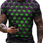 T-shirt estive da uomo con stampa 3D effetto ottico, girocollo, casual, a maniche corte, abbigliamento streetwear alla moda.