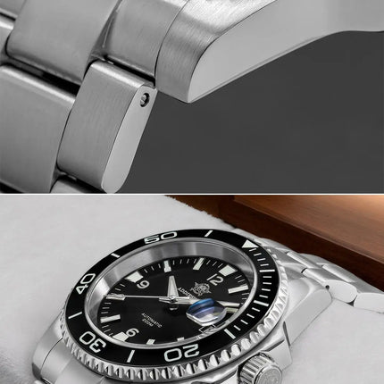 ADDIESDIVE Men Fashion Diving Mechanical Watch, Sapphire Crystal 20Bar Ceramic Bezel Super Luminous Stainless Steel Personalized