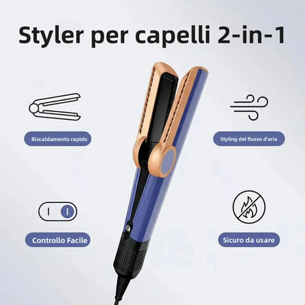 SenCiciMen 2-in-1 Air Straight & Dryer Combo - Negative Ion Heated Flat Iron for Fast, Long-Lasting Hairstyling at Home & Salon
