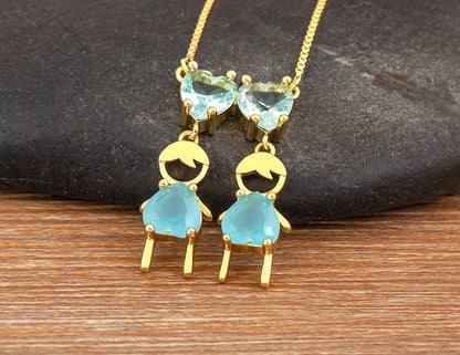 AIBEF Cuore Strass Ragazza e Ragazza Donna Ciondolo Collana Madre Cubic Zirconia Rame Dolce e Carino Gioielli Regalo di Fascino per Bambini