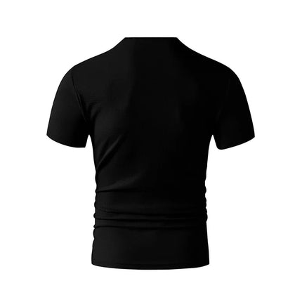 2025 New Men's Casual Fashion Simple V-neck Short Sleeved T-shirt Summer Comfortable Breathable Versatile Top PlatiNum