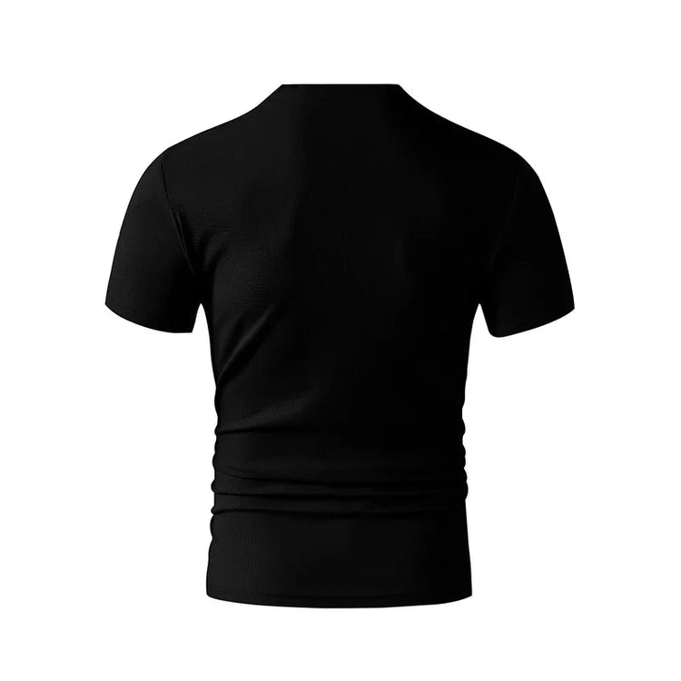 2025 New Men's Casual Fashion Simple V-neck Short Sleeved T-shirt Summer Comfortable Breathable Versatile Top PlatiNum