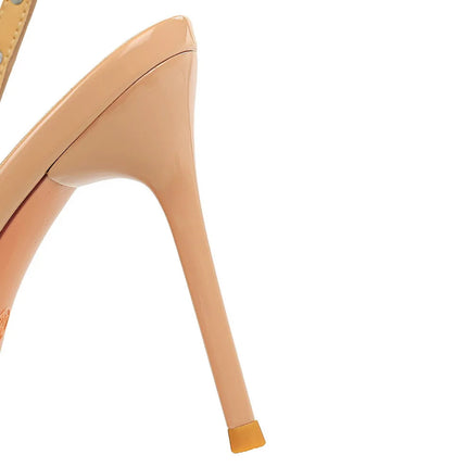 Donne 9.5 cm Tacchi alti Lady Pelle verniciata con borchie Tacco a spillo Singolo cinturino alla caviglia Tacchi Décolleté Scarpe da ballo traspiranti femminili platinumshop