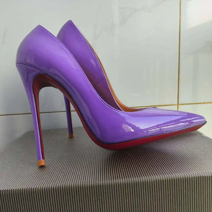 Taglie 48 Scarpe da donna stile classico in vernice con punta a punta Slip On 12 cm Scarpe con tacco alto da donna eleganti Décolleté a spillo semplici Nero Rosso Bianco