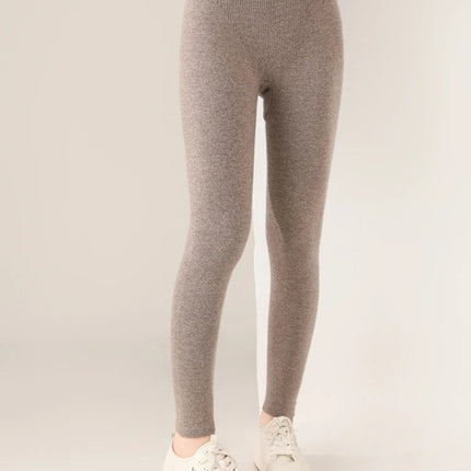 Women's Wool Leggings Slim Warm Autumn Winter High Waisted Elastic Tight Pants 100% Merino Wool Knitted Skin-friendly Leggings PlatiNum