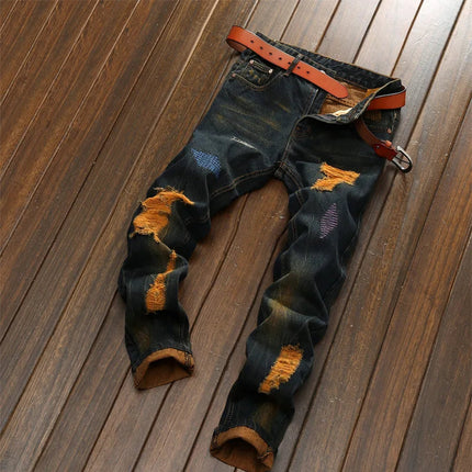 2026 Men's Dark Blue Jeans, Vintage Fashion Casual Trousers, Denim Pants Asian Sizes 29-38, 40, 42. PlatiNum