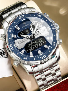POEDAGAR Electronic Fashion Man Wristwatch Week Date LED Luminous Men Watch Dual Time Display Digital Men's Quartz Watches Reloj