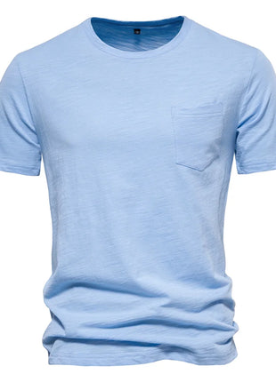 T-shirt homme 100% coton Décontracté Doux Fitness Été T-shirts fins Vêtements d'intérieur Homme Col rond Manches courtes T-shirt uni pour homme