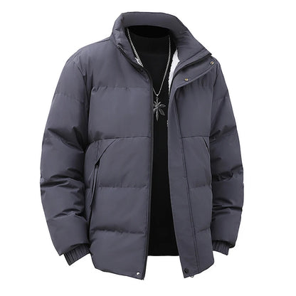 Winter Stand Collar Down Jacket Men Warm Plush Cotton Clothes Comfortable Versatile Parkas Thickened Fleece Lined Puffer Jackets