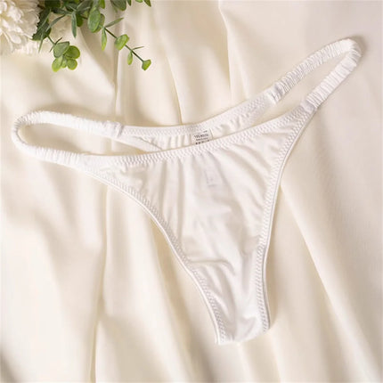 2026 Wrinkle Elastic Strap Sexy Thong Women's Leopard High Slit Ice Silk T-back Underwear Crotch Cotton G-strings Plus Size