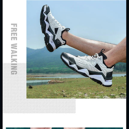 RAX Running Shoes Men&Women Outdoor Sport Shoes Breathable Lightweight Sneakers Air Mesh Upper Anti-slip Natural Rubber Outsole PlatiNum