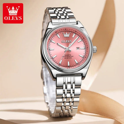 OLEVS 3703 Orologio da donna Orologio al quarzo con calendario di lusso Orologio da polso da donna impermeabile con specchio ad alta durezza 30M platinumshop