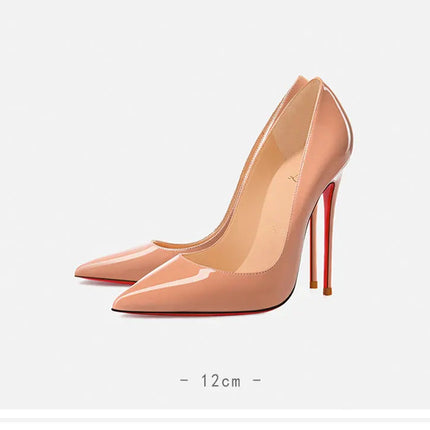 Tacchi da donna Colore nudo Tacco alto elegante da donna Scarpe nere di lusso donna 2025 Fondo rosso lucido Punta a punta Party Ladies Women platinumshop