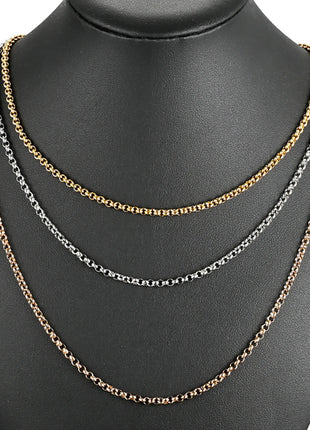 1Pc Width 3mm Stainless Steel Round Pearl Chain Necklace Bracelet Anklet  3 Colors PlatiNum