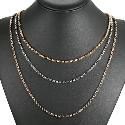 1Pc Width 3mm Stainless Steel Round Pearl Chain Necklace Bracelet Anklet  3 Colors PlatiNum