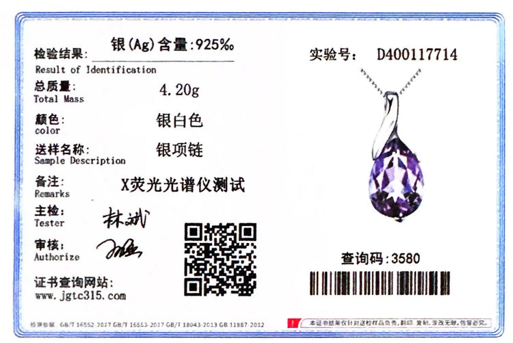 S925 Sterling Silver Necklace Angel Tears Crystal Red Pendant Necklace for Woman Charm Jewelry Gift PlatiNum