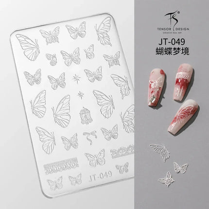 Gothic Letter Nail Art Transfer Printing Steel Plate Nail Art Silicone Stamp Star Heart Dot Bowknot Lace Manicure Tool Templates