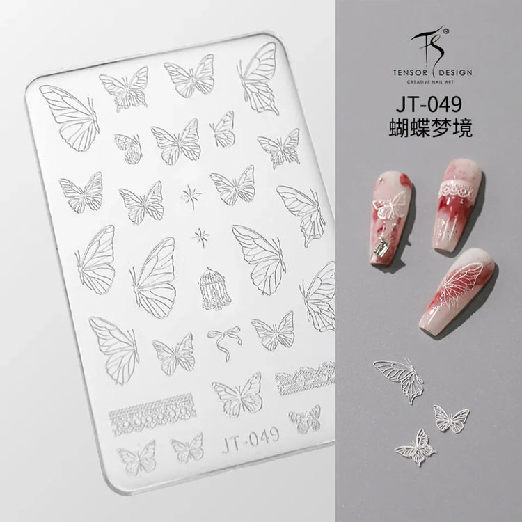 Gothic Letter Nail Art Transfer Printing Steel Plate Nail Art Silicone Stamp Star Heart Dot Bowknot Lace Manicure Tool Templates