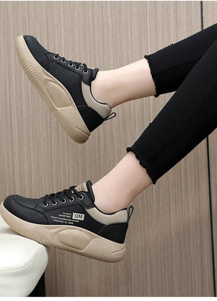 New Women's Shoes 2024 Spring Thick Sole Elevated Shoes Sports Shoes Women's Shoes Student Street Casual Board Shoes PlatiNum